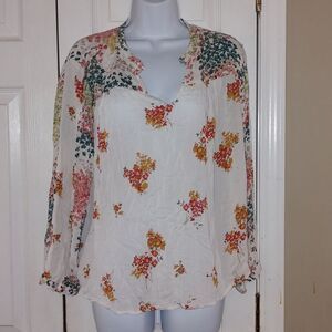 Lucky Brand V neck floral tunic  Sz XL
